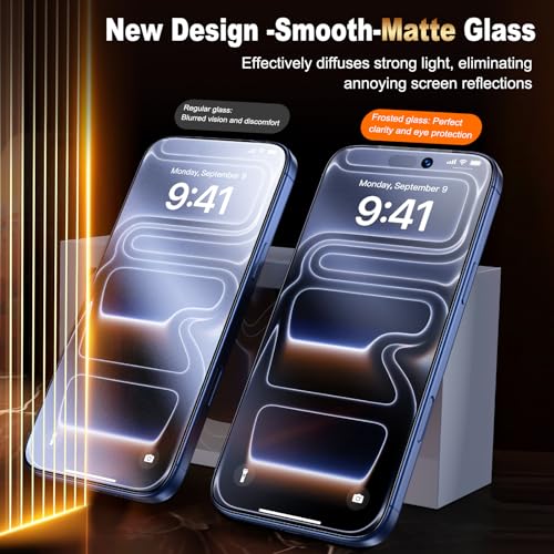 Image of UniqueMe for iPhone 17 Pro Matte Screen Protector - 6.3 inch - 2 Pack | HD,Smooth Matte Finish,9H+ Tempered Glass,Anti-Glare, Anti-Fingerprint, Bubble Free, Easy to Install
