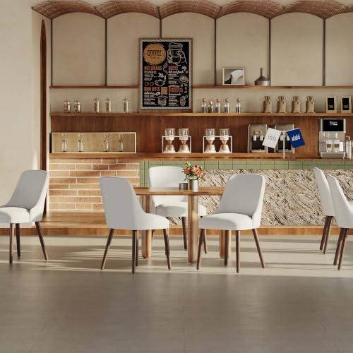 Image of MALOL Upholstered Dining Chairs Set of 2, High-Back Dining Room Chair with Wood Legs, Padded Kitchen Chairs for Dining Room /Restaurant /Cafe, Light Grey