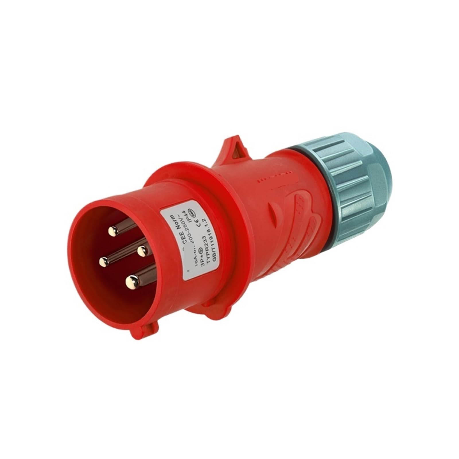 Spina Industriale Impermeabile a 4 Poli 16A con Presa Chiara e Scura, connettore CEE 6818TYP283(Male Plug)