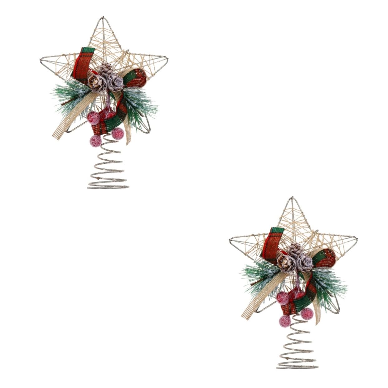 Didiseaon2 Pcs Christmas Tree Top Star Christmas Tree Topper Hollow Tree Star Pine Cone Tree Topper Christmas Tree Finials Showcase Decorative Prop Three-dimensional 3d Cloth Props