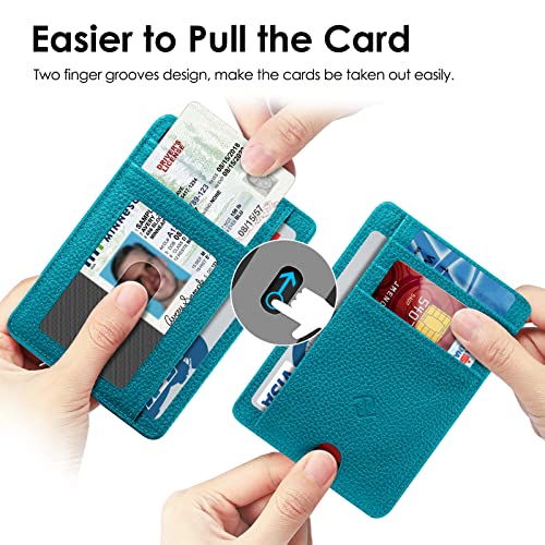Image of FINTIE Slim Minimalist Front Pocket Wallet, RFID Blocking Credit Card Holder Card Cases with ID Window for Men Women (Legacy Teal)