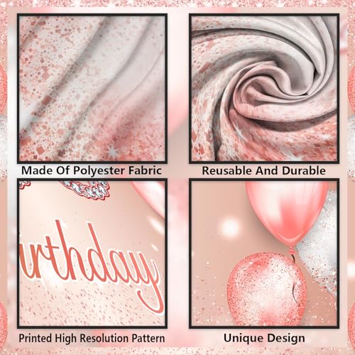 Image of Happy 65th Birthday Rose Gold Banner Cheers to 65 Years Old Backdrop Confetti Balloons Theme Decor for Women 65 Years Old Pink Birthday Party Decorations Bday Supplies Background Favors Gift Glitter