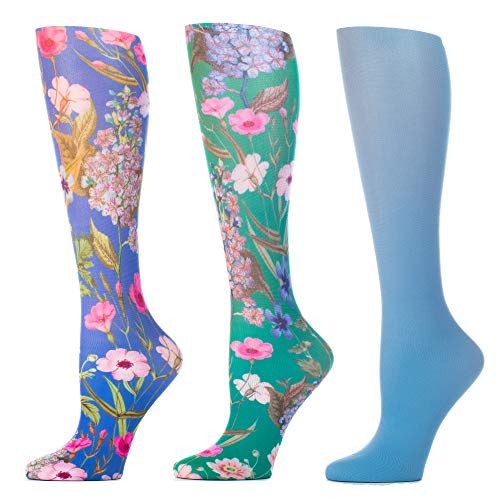 Celeste Stein Therapeutic Compression Socks for Women, 8-15mmhg Mild, Set Of 3, Made In Usa, Help Leg Circulation Marona Queen, 3count