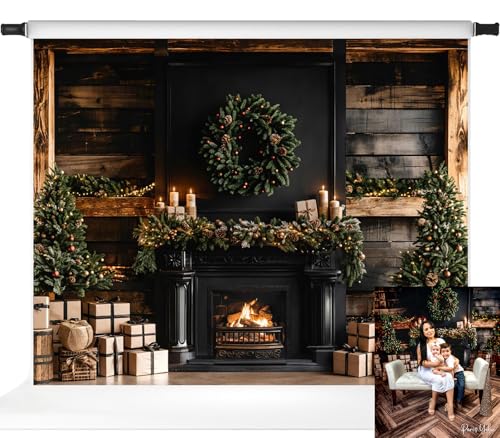 Cheminée de Noël Kate fond sapin en bois pour studio photo