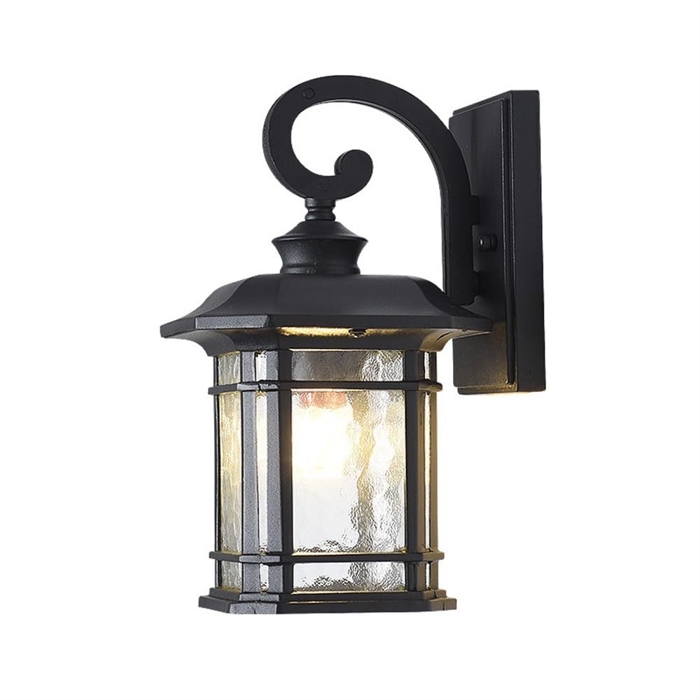 OZBMA Vintage Aluminum Wall Lamp Water Glass Light Outdoor Waterproof Sconce for Courtyard Garden Porch Garage Villa Lighting(Black,32cm/12.6in)