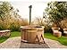 Finntherm Holz Badefass Bergen, Hot Tub Ø 160 x 101 cm, inkl. Edelstahl-Ofen 22 kW und Einstiegsleiter, 3-4 Personen, Schwimmbecken, Badebottich, Jacuzzi