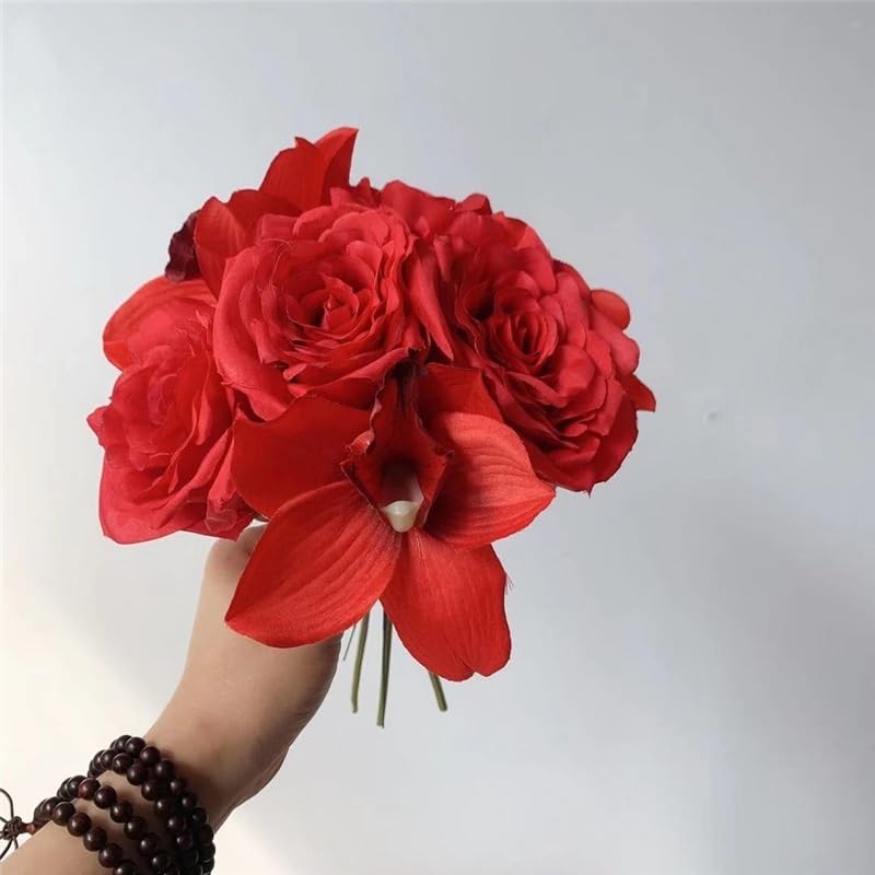 Bouquet de demoiselle d'honneur en soie, fleurs artificielles pour cérémonie de mariage