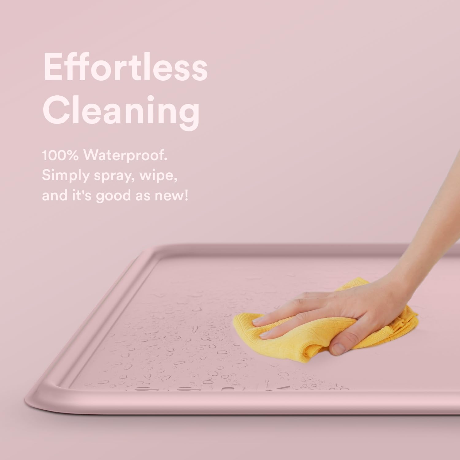 Pee Pad Tray Holder for Dogs - Fits Up to 63.5 x 63.5 cm Square Potty Training Pads No Spill Raised Lip High Edge Silicone Mat, Extra Thick and Non-Slip for Indoor Floor Protection (Large, Pink) |