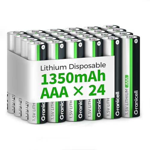 Granicell 24 Stück AAA Lithium Batterien - 1350mAh 1.5V Nicht wiederaufladbar Batterien Mit Langer Lebensdauer Perfekt für Kameras Spielzeug Taschenlampen und elektronische Geräte