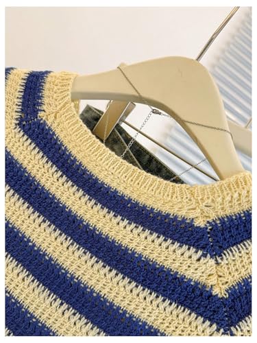 Milumia Women's Striped Button Knitted Cardigan Cap Sleeve Open Front Knitwear Tops4