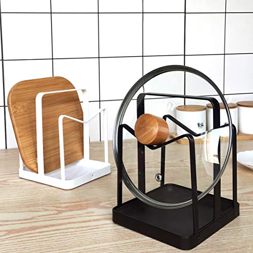 Pot Lid Holder Cutting Board Drain Rack Countertop Storage Shelf(Black) #TOP2