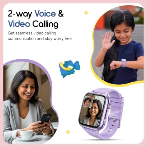 Image of sekyo 4G Smart Watch for Kids | AI Learning Coach, Whatsapp, Video Calling, GPS Tracker, Health Monitoring, Habit Coach| Edu-Games, Step Count (Purple, Neo Ai)
