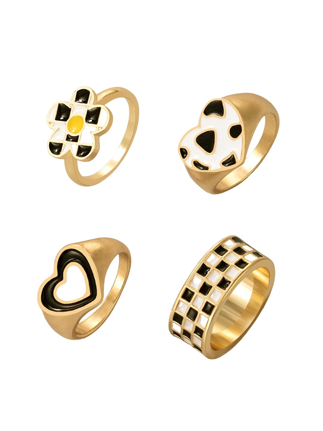 Yellow Chimes Rings for Women Combo of 4 Pcs Stack Rings Gold Plated Midi Finger Knuckle Ring Set for Women and Girls. (B09P2ZFXBV) Amazon Price History, Amazon Price Tracker