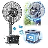 Ventilador de nebulización de Patio de 30 Pulgadas con Tanque de 11 galones - Ventilador de Spray portátil al Aire Libre para residenciales, Acampar, Invernadero y Taller - Grado Comercial 22