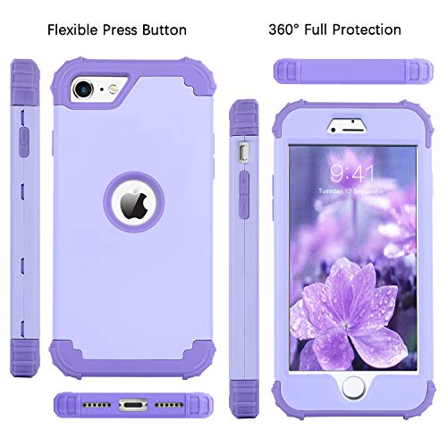 BENTOBEN for iPhone SE 2022 Case and iPhone SE 2020 Case, Heavy Duty 3 in 1 Full Body Rugged Shockproof Hybrid Hard PC Soft Rubber Case for iPhone SE 3rd/2nd Gen, Light Purple/Lavender by BENTOBEN - Used condition - Image 5