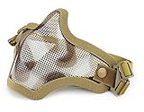 OAREA Cráneo Media Cara Máscara Strike Acero Máscara Máscaras para Caza Disparo Paintball CS Juegos (Doble Cinturón)