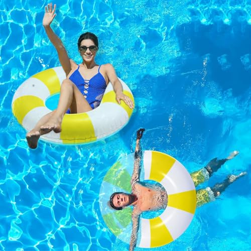 Image of 2 PCS Inflatable Pool Floats for Swimming Pool Party Lake Beach Adults - Floaties Pool Tubes Swim Rings Tubes Floaties for Beach Pool Party Decorations