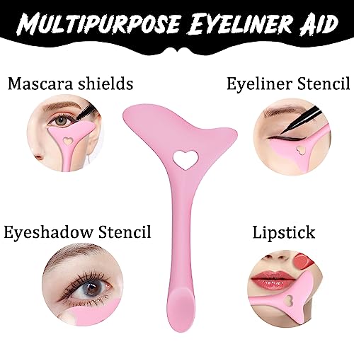 Shanpin TEMPLATE-PINK 2Pcs Eyeline Stencils Silicone Winged Tip Eyeline Aid Eyebrow Pencil Stencil Reusable Smoky Eyeshadow Multifunctional Eye Makeup Tool Kit Quick Stencil Aid Eyeliners Molds Eyeliner Stencil thumb #1