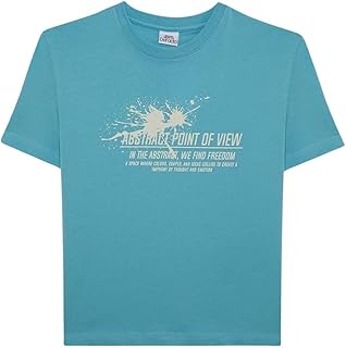 ديفاكتو تيشيرت كاجوال محبوك باكمام قصيرة ورقبة دائرية ضيقة وقصة عادية للاولاد E0081A8، اكوا 5/6 سنوات