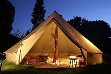 Amazon ベルテントbell Tent 特大 ハイクオリティ 100 コットン仕様 5ｍ 防水 ティーピーテント グランピング ガーランド付き テント本体