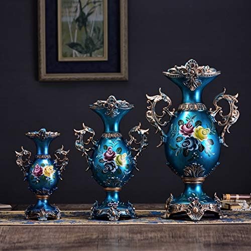 Miniatura 4 de ZAMTAC - Jarrón decorativo para sala de estar, floral, retro, de lujo, para casa, ventura, restaurante, decoración europea, regalos de manualidades