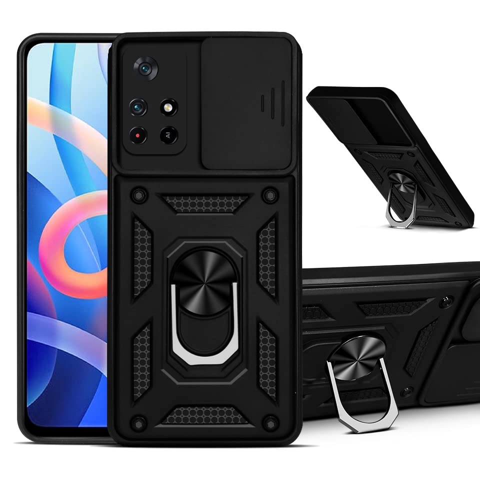 Jkobi Back Cover Case for Xiaomi Redmi Note 11T 5G (Hybrid Dual Armor Polycarbonate | Iron Black)