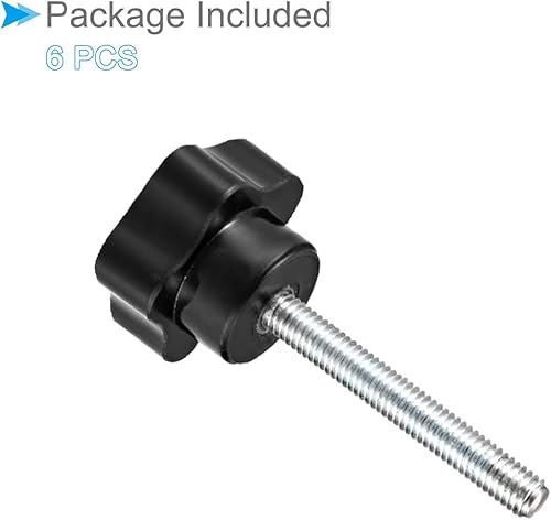 Miniatura 13 de Perillas de sujeción de estrella, rosca macho M10 x 0.984 in, cabeza de 1.496 in, mango de tornillo de pulgar de plástico, perno roscado negro