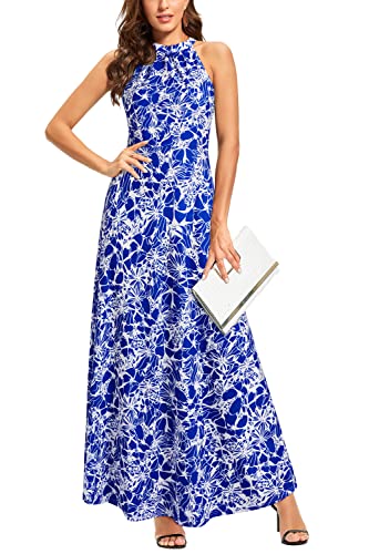 Image of STYLEWORD Women's Summer Floral Halter Maxi Dress Vacation Semi Formal 2026