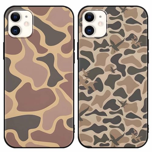 Yomjew 2 Pack Army Brown Camo Phone Case for iPhone 11 6.1 inches, Cool Durable Pattern Flag Anti-Scratch Soft Slim Flexible Protective Shockproof TPU Funda Cover for Men Boys
