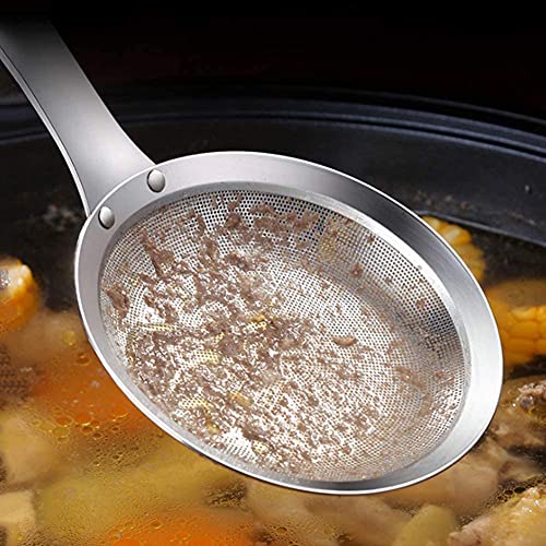 Tbwhl Multi-Functional Hot Pot Fat Skimmer Spoon - Stainless Steel Fine Mesh Food Strainer For Skimming Grease And Foam Dia 4.4" #TOP3