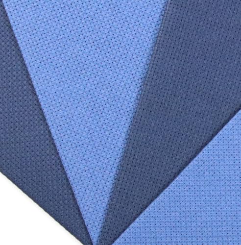 Image of KCS 4 /6 pc of 12 inch x 18 inch(30cmx45cm) 16 Count Cotton Aida Cloth Cross Stitch Fabric (4 pc,Jeans Blue+Navy Blue)