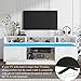 chartustriable LED TV Stand for 80 Inch TV, Modern Tall Entertainment Center with Power Outlets, High Gloss TV Stand, Gaming TV Media Console with Glass Shelf for Living Room, 71 Inch, White