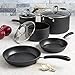 Ecolution Symphony Multipurpose Forged and Stainless Steel Pots and Pans 8 pc. Set, Reinforced Ergonomic Cool-Touch Handles, Dishwasher Safe, Fully Nonstick Interior, Slate,Grey