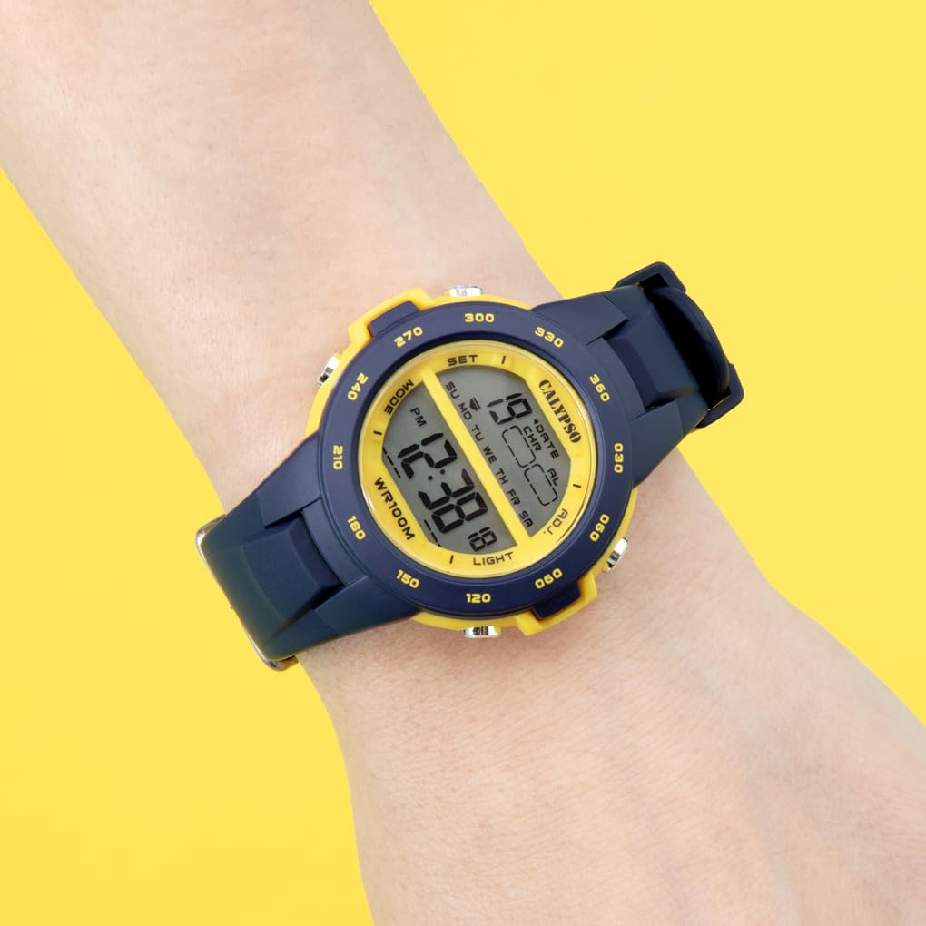 CALYPSO Reloj Digital Infantil Niño Niña de Caucho Azul | Cronógrafo, Calendario, Junior Collection K5850/5