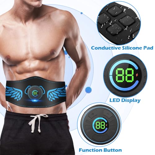 EMS Bauchmuskeltrainer Elektrisch mit 10 Modi & 39 Intensitätsstufen, EMS Gerät mit LCD-Display, USB Wiederaufladba, für Ganzkörper ABS/Bauch/Arm/Po Trainer