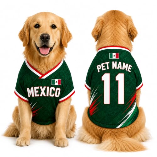 Personalized Mexico Pet Soccer Jersey with Name and Number Custom Dog Cat Sports Shirt Mexico Inspired Fan Outfit for Pets Game Day Gift for Pet Lovers 6