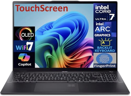 Acer Swift 16 AI Laptop Copilot + PC 16.0 Touch OLED 2.8K Display (Intel Ultra 7-256V (Beats i9-14900k) 16GB LPDDR5X 1TB SSD Intel Arc Backlit KB Fingerprint 2 Thunderbolt 4 WiFi 7 Win 11 H)
