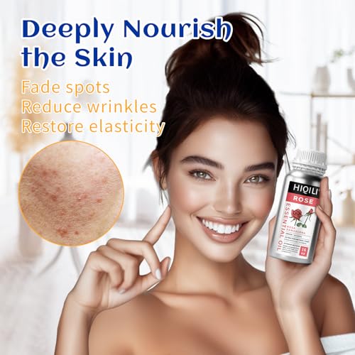 Image of HIQILI Rose Essential Oil for Diffuser, Soap, Perfume & Candle Making - 16 Fl Oz