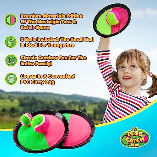 YoYa Toys Toss and Catch Ball Game Upgraded Set - Outdoor Kids Sports Activities - Outside Fun Summer Toy for Beach, Backyard, Park, Yard Lawn, Camping for Ages 4-12, 2 Catch Paddles, 2 Sticky Balls - Thumbnail 2