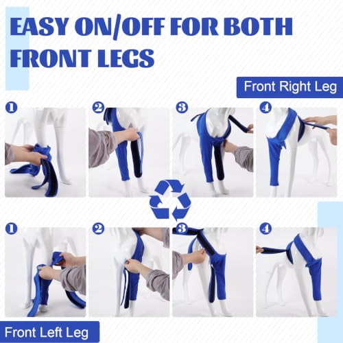 Image of Dog Sleeve to Prevent Front Legs for Right or Left Blue M | 95% Cotton, Breathable Fabric, Ease of use, Keep Bandage Covered, Anti Scratching, Skin Problems