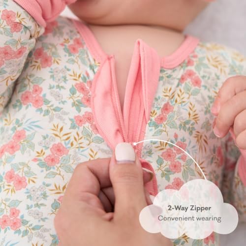 pureborn Baby Girl Sleeper Viscose from Bamboo Zipper Footies Floral 6-12M — view 3