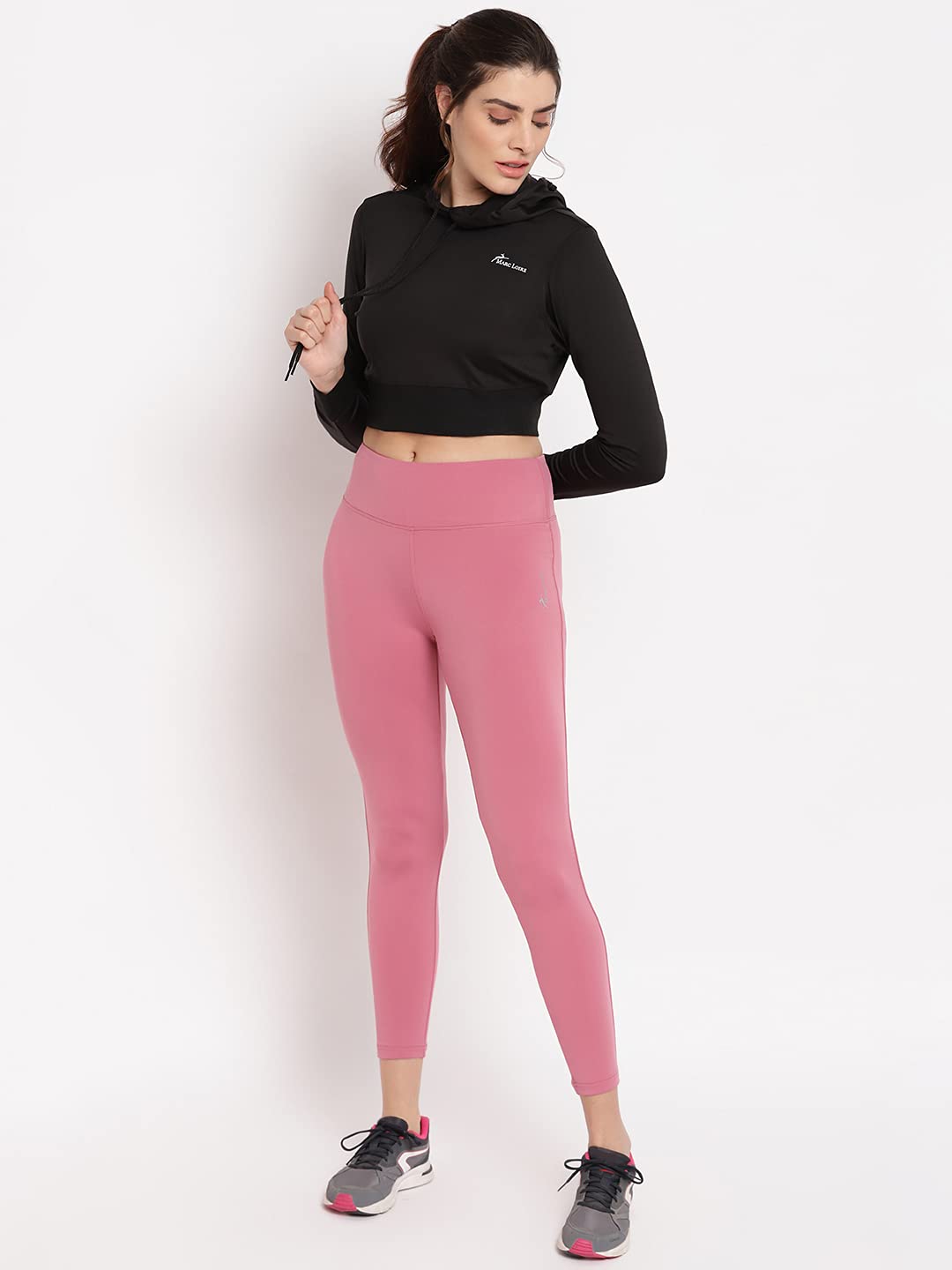 Marc Loire Women Black Solid Cropped Sweatshirt for Gym, Sports and Workout, X-Large 4