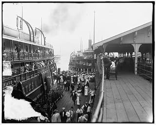 HistoricalFindings Photo: Eastern States Ferry,Dock,Boats,Steamers,Piers,Wharves,Detroit,Michigan,MI,1900