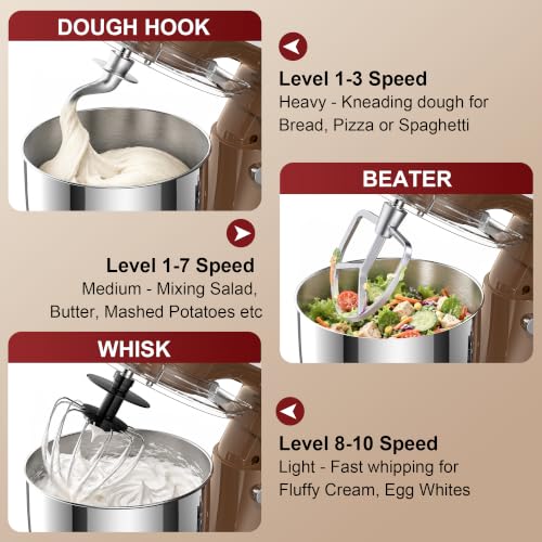 Image of Honinst 4QT Electric Stand Mixer, 10-Speed Tilt-Head Compact Kitchen Mixer