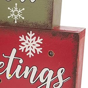 Glitzhome Wooden Block Sign, Christmas Table Decorative Signage, Believe Let It Snow Season's Greetings, 11.81 x 1.57 x 10.59 inches, MDF, Farmhouse Wood Block Decor Glitzhome Wooden Block Sign Christmas Table Decorative Signage Believe Let It Snow Seasons Greetings 1181 x 157 x 1059 inches MDF Farmhouse Wood Block Decor