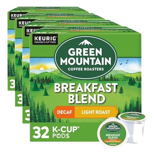 Image of Green Mountain Coffee Roasters, Breakfast Blend Decaf Coffee, Keurig Single-Serve K-Cup Pods, Light Roast, 32 Count (Pack of 4)