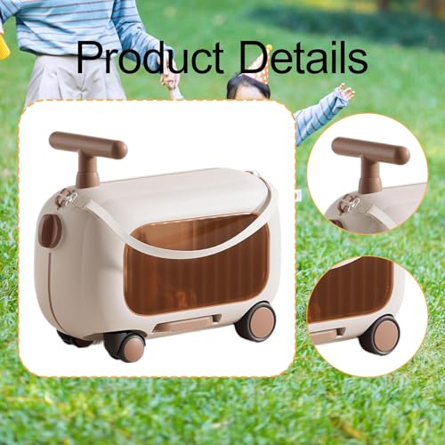 Valise cabine enfant avec siège intégré marron par Qianly - 2