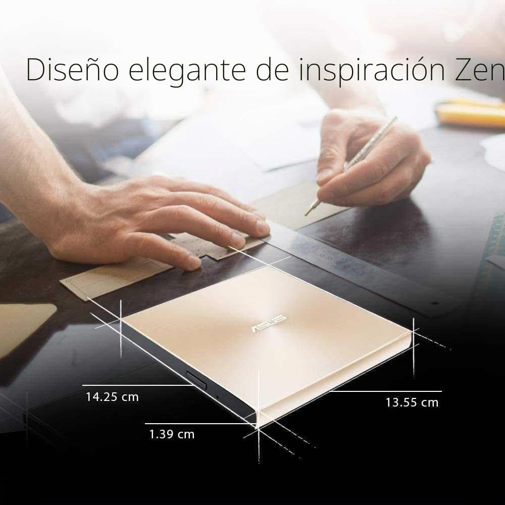 ASUS ZenDrive U9M SDRW-08U9M-U - Unidad de Disco óptico (8X, USB Tipo C + Tipo A, Compatible con Mac, 13.9 mm ultradelgada, compatibilidad con M-Disc, encriptación de Disco, E-Green, E-Media), Negro