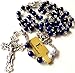 elegantmedical HANDMADE Blue Tiger Eye Beads & Silver Rose Beads ROSARY CROSS Crucifix Necklace box
