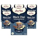 Yogi Tea - Black Chai, Schwarzer Chai, Ayurvedischer Bio Gewürz- und Kräutertee, Mischung aus schwarzem Tee, Ingwer, Zimt, Yogi Tee 6er Pack, 6x17 Beutel (102 Teebeutel insgesamt), Ideal als Geschenk